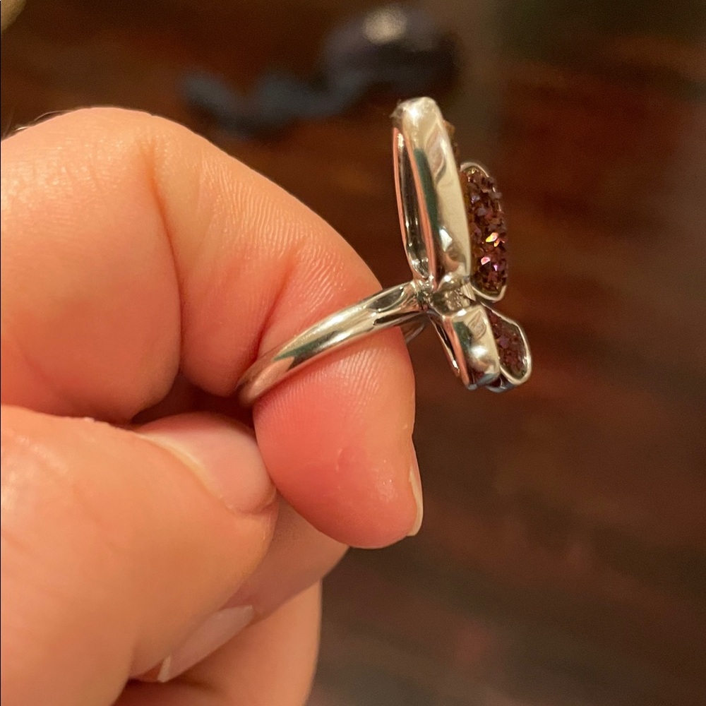 925 Sterling Silver Butterfly Ring with Purple Accents - Picture 2 of 2